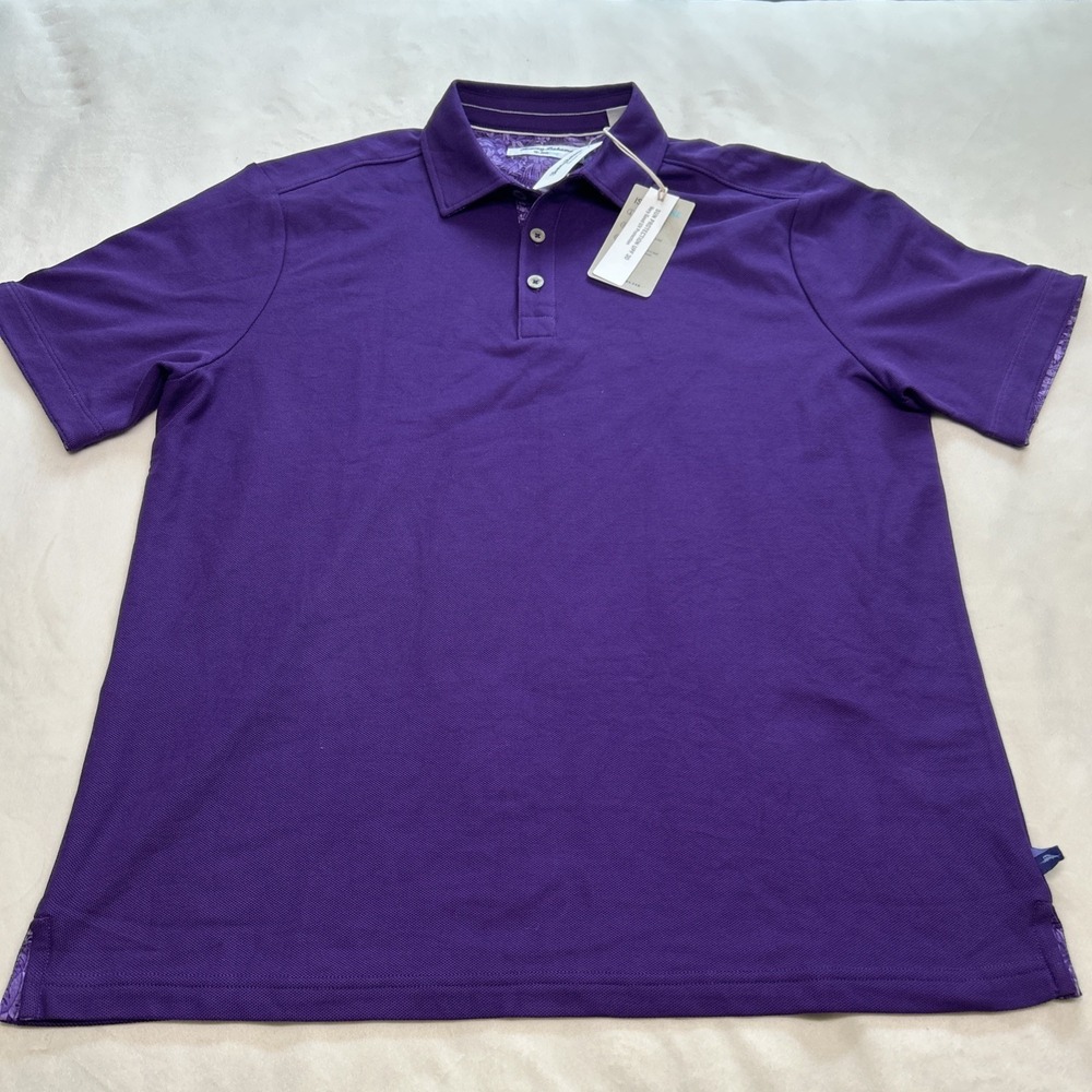Tommy Bahama IslandZone Polo Shirt Men M Purple Supima Cotton Polyester Knit NWT